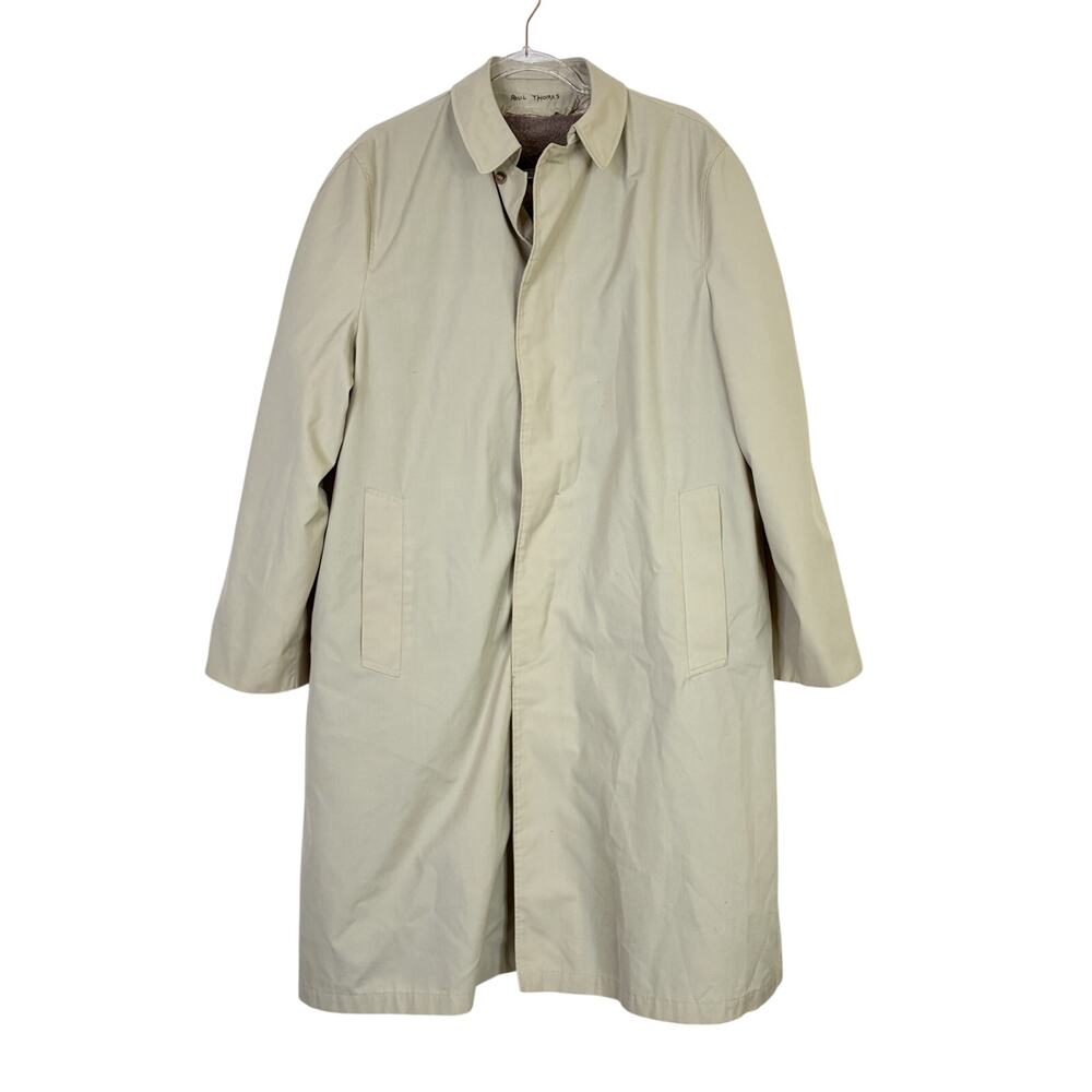 Brent Vintage Men's Beige Overcoat Removable Lining Polyester Cotton X-Large?